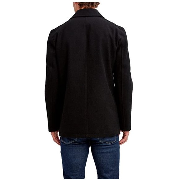 NWT Nautica Men's Classic Double Breasted Peacoat Black Size S $200 8C003 - Picture 3 of 5